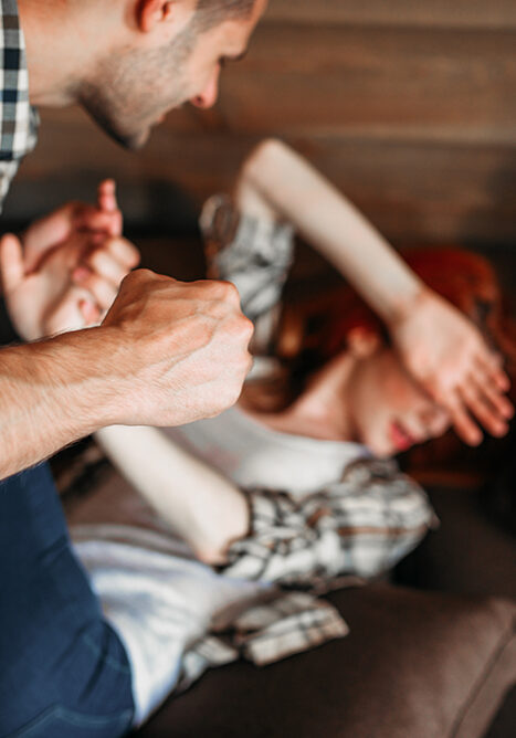 Angry husband beats his wife, domestic violence, quarrel, agressive couple fight. Man and woman in conflict. Problem relationship